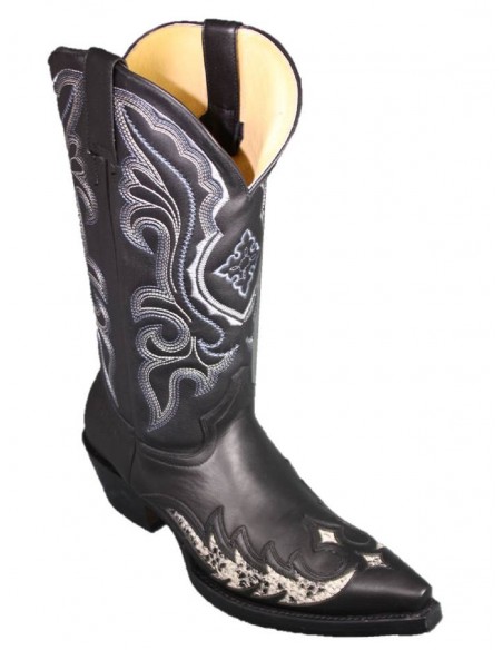 PHOENIX COWHIDE BLACK WITH PRINTED PYTHON WINDOWS