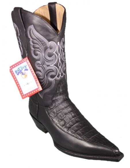 HIGH BEL'AIR BOOTS BLACK GENUINE CROCODILE AND COWHIDE