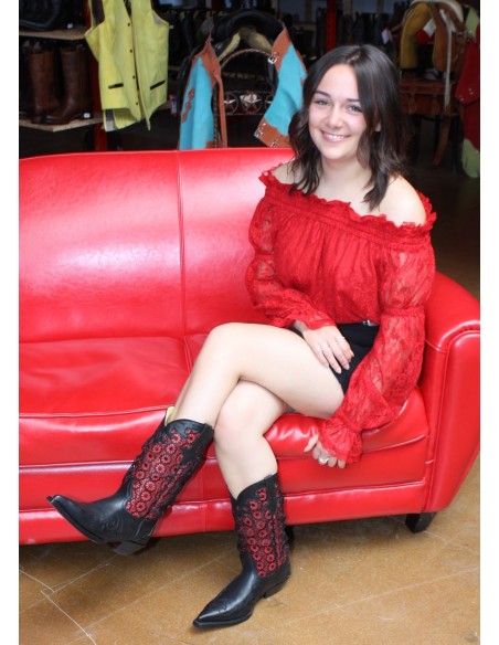 CHARMING BLACK RED/BLACK LACE