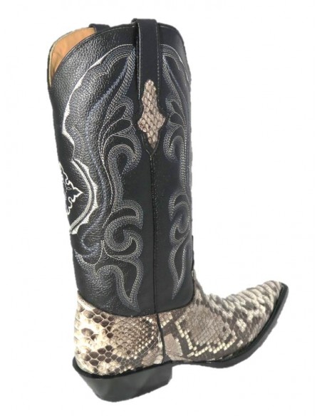 EL CAMINO GENUINE NATURAL PYTHON SKIN AND BLACK UPPER