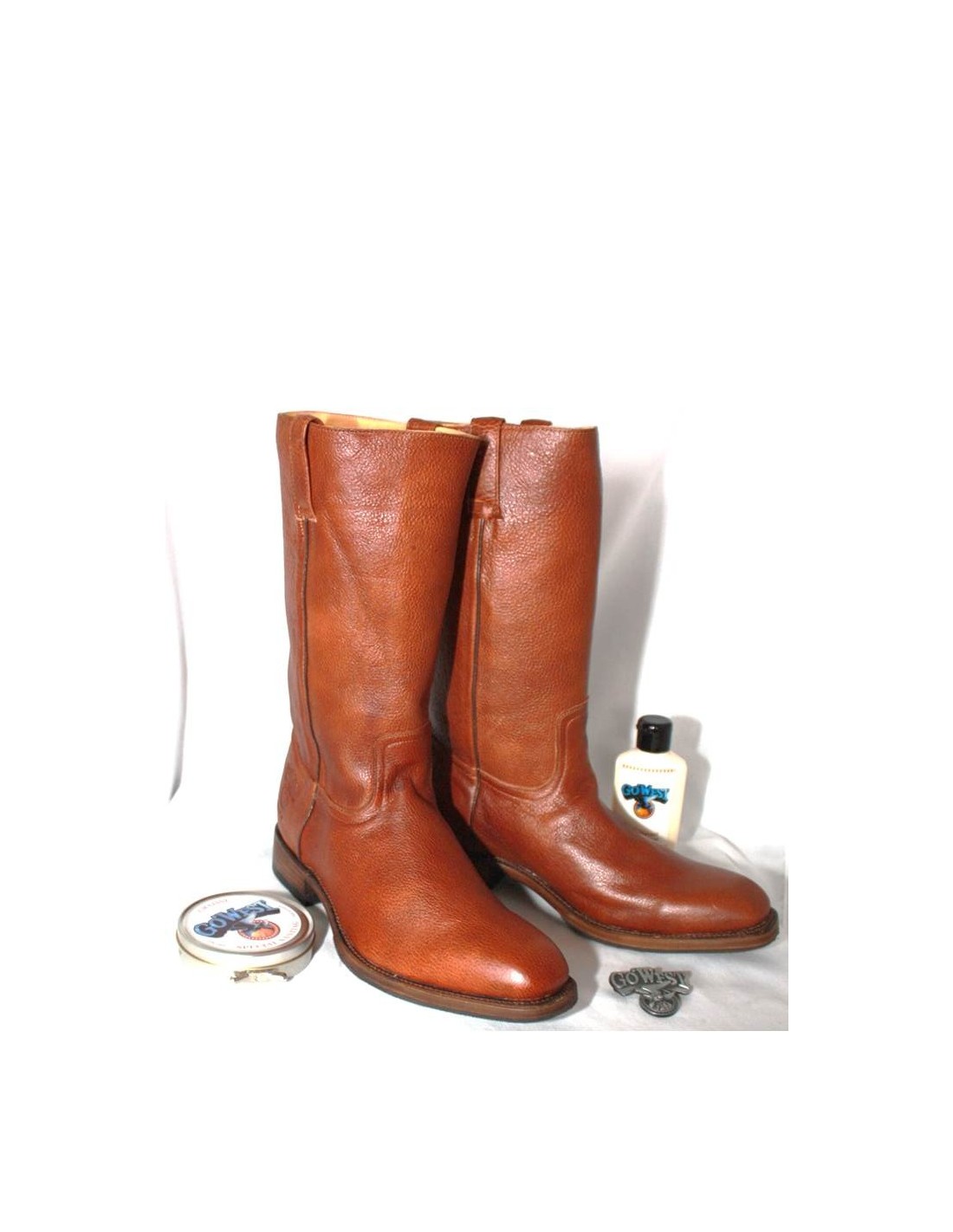 LAFAYETTE BOOTS GOWEST VEGETAL TANNED LEATHER COGNAC - Go'west Boots