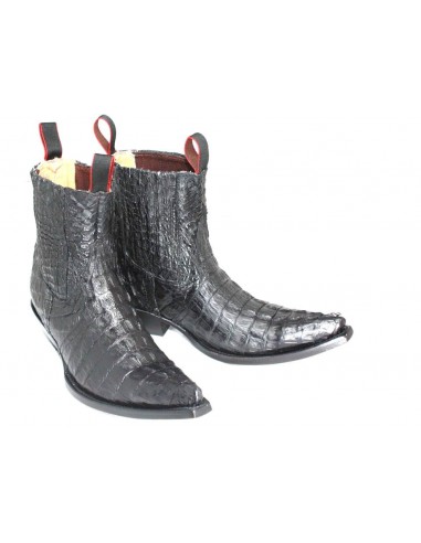 LUIS ANKLE ELASTIC BOOTS BLACK GENUINE PYTHON SKIN