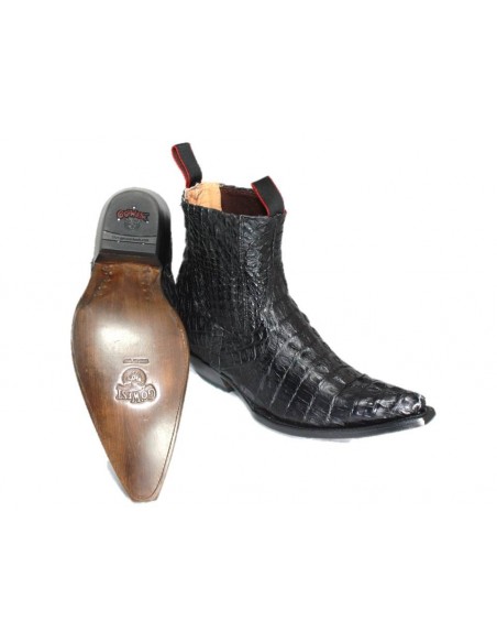 LUIS ANKLE ELASTIC BOOTS BLACK GENUINE PYTHON SKIN