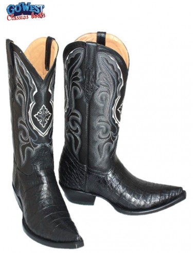 CHIHUAHUA BLACK CROCODILE BELLY WITH BLACK COWHIDE UPPER