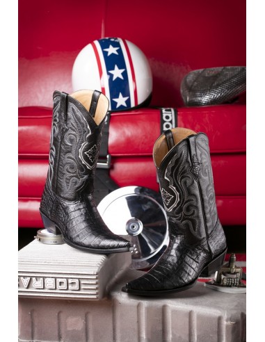 CHIHUAHUA BLACK CROCODILE BELLY WITH BLACK COWHIDE UPPER