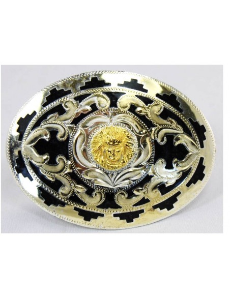 BOUCLE ARGENT FOND NOIR FIG TETE D INDIEN