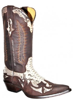 DESPERADO MAN BROWN/NATURAL PYTHON AND CRAZY BROWN COWHIDE LEATHER
