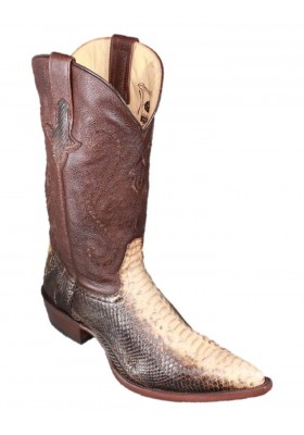 EL CAMINO RUSTICO GENUINE PYTHON AND RENEGADO BROWN COWHIDE LEATHER