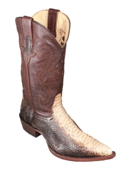 EL CAMINO RUSTICO GENUINE PYTHON AND RENEGADO BROWN COWHIDE LEATHER
