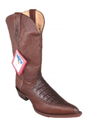 HIGH BEL'AIR BOOTS BROWN GENUINE CROCODILE AND BROWN COWHIDE LEATHER