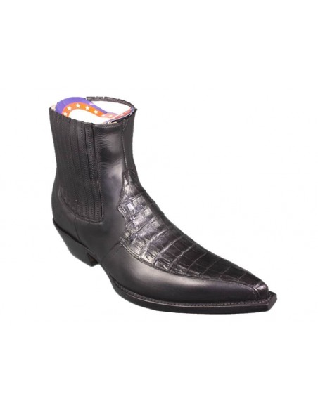 LOW BEL'AIR BLACK GENUINE CROCODILE AND COWHIDE LEATHER