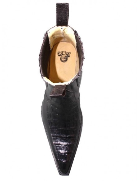 LOW BEL'AIR BLACK GENUINE CROCODILE AND COWHIDE LEATHER