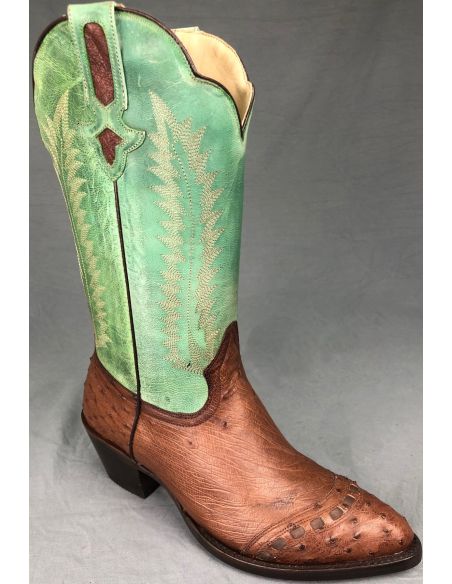 PALMA AUTRUCHE VERT TIGE CHOCOLAT FEMME GOWEST