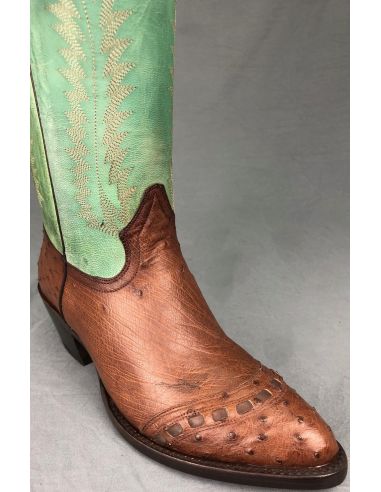 PALMA AUTRUCHE VERT TIGE CHOCOLAT FEMME GOWEST