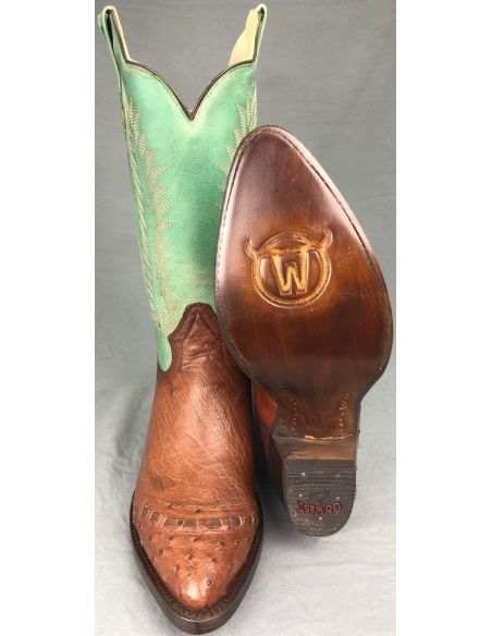 PALMA AUTRUCHE VERT TIGE CHOCOLAT FEMME GOWEST