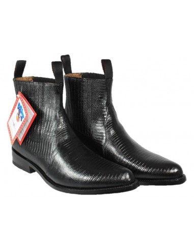 GIPSY BLACK PRINTED LIZARD COWHIDE LEATHER