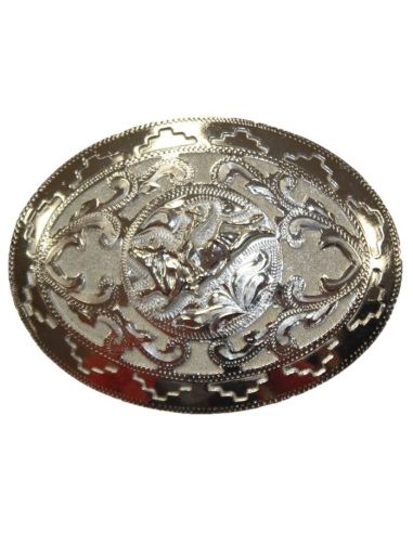 BOUCLE ARGENT VIEILLI FOND ARGENT FIG BULLRIDING