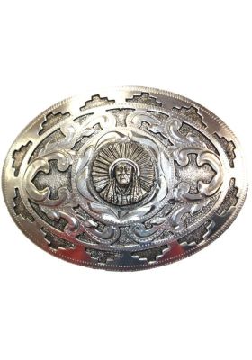 FIBBIA IN ARGENTO SFONDO NERO FIG BULLRIDING RAME