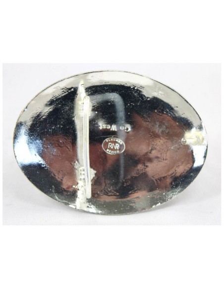 FIBBIA IN ARGENTO SFONDO NERO TESTA DI FIGO INDIANO