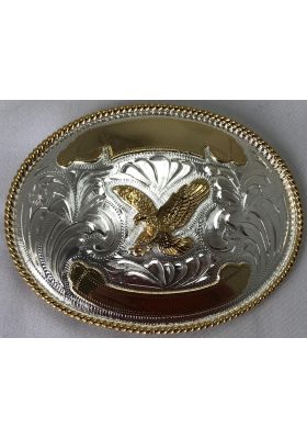 LARGE GOLD OVAL BUCKLE WITH LARGE HEADBAND PATTERN