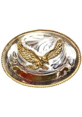 DIADEMA PEQUEÑA DE BÚFALO CON HEBILLA OVALADA DORADA