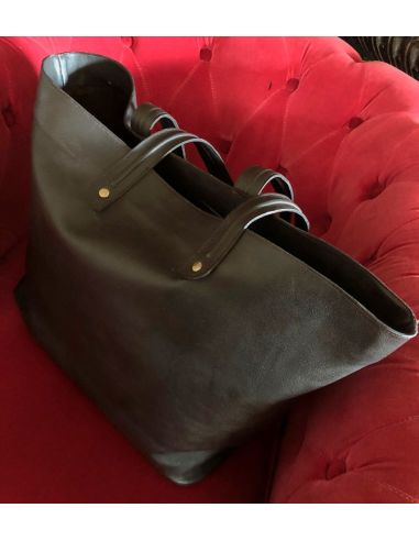 BOLSO TOTE GOWEST DE BECERRO MARRÓN OSCURO