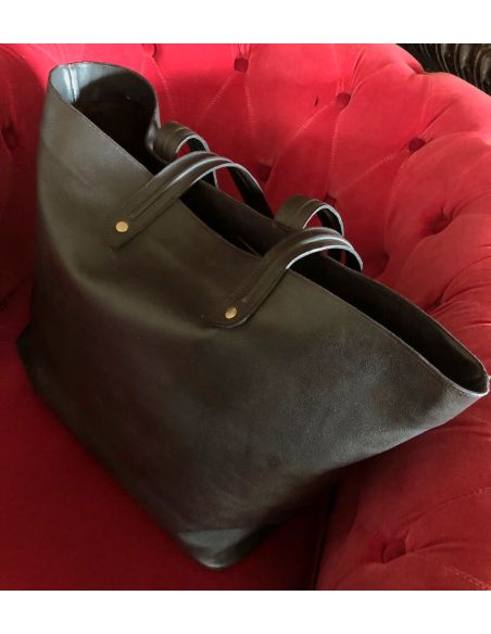 BOLSO TOTE GOWEST DE BECERRO MARRÓN OSCURO