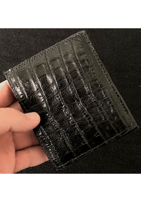 PORTEFEUILLE EN CROCODILE NOIR SIMPLE