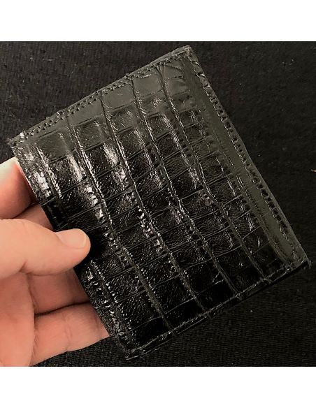 PORTEFEUILLE EN CROCODILE NOIR SIMPLE