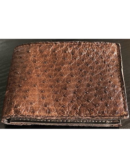 PORTEFEUILLE EN AUTRUCHE MARRON SIMPLE