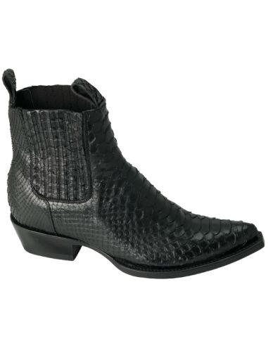 LUIS ANKLE ELASTIC BOOTS BLACK GENUINE PYTHON SKIN