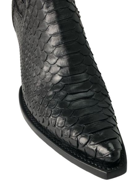LUIS ANKLE ELASTIC BOOTS BLACK GENUINE PYTHON SKIN