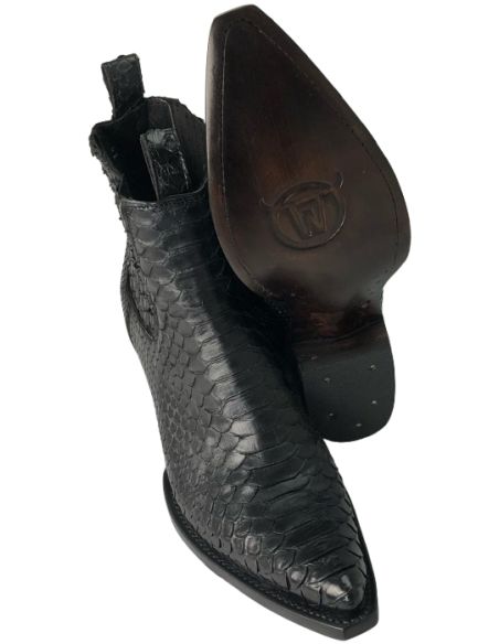 LUIS ANKLE ELASTIC BOOTS BLACK GENUINE PYTHON SKIN