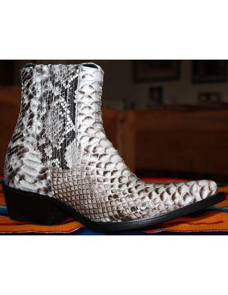 LADY LUISA ANKLE ELASTIC BOOTS NATURAL GENUINE PYTHON SKIN