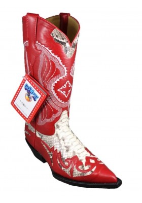 DESPERADO WOMAN RED/NATURAL GENUINE PYTHON SKIN