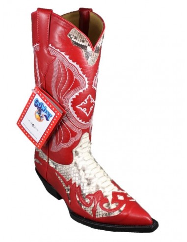 DESPERADO WOMAN RED/NATURAL GENUINE PYTHON SKIN