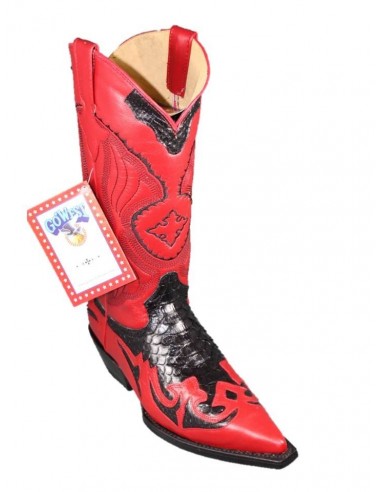DESPERADO WOMAN RED/BLACK GENUINE PYTHON SKIN