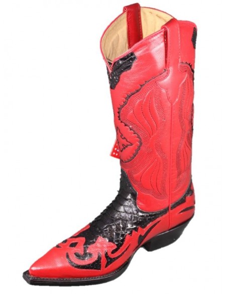 DESPERADO WOMAN RED/BLACK GENUINE PYTHON SKIN